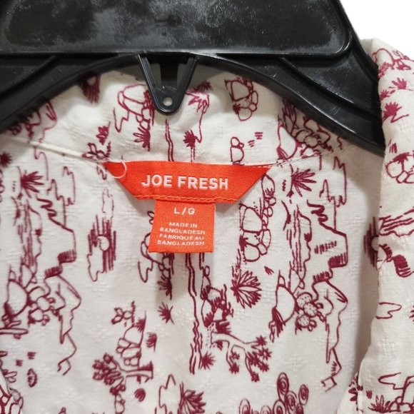 Joe Fresh Men's Size L Graphic Print Short Sleeve Button Up Lightweight Summer - Picture 9 of 14